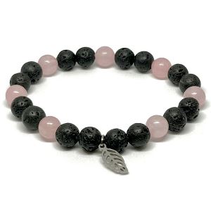 Minerální náramek růženín, lávový kámen - BEZPEČÍ